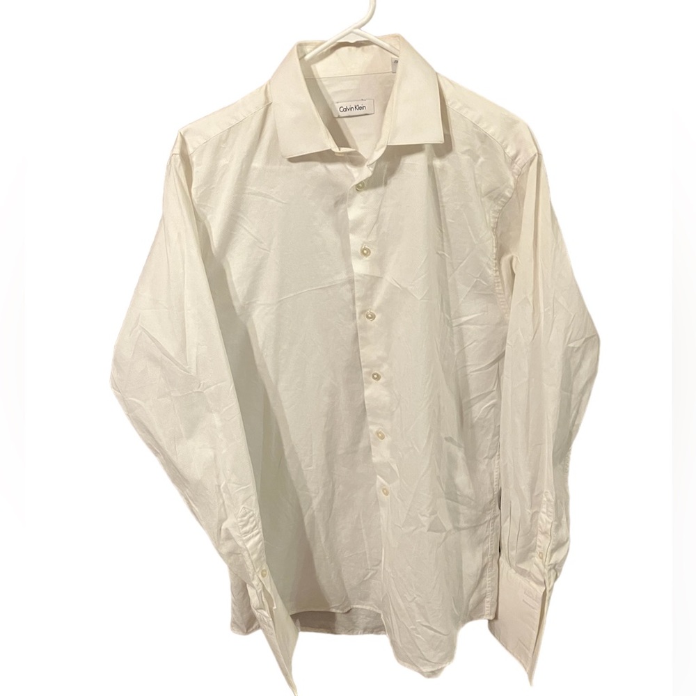 CALVIN KLEIN MENS DRESS SHIRT WHITE 16 34/35